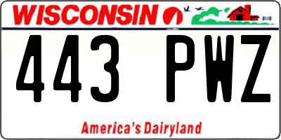 WI license plate 443PWZ
