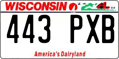 WI license plate 443PXB
