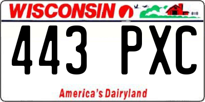 WI license plate 443PXC
