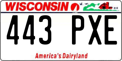 WI license plate 443PXE