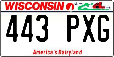 WI license plate 443PXG