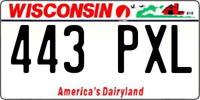 WI license plate 443PXL