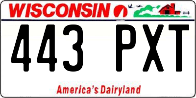 WI license plate 443PXT