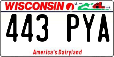 WI license plate 443PYA