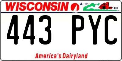 WI license plate 443PYC