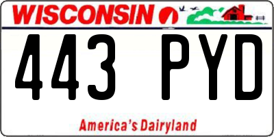 WI license plate 443PYD