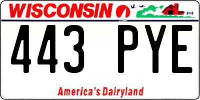 WI license plate 443PYE
