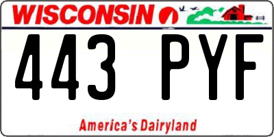 WI license plate 443PYF