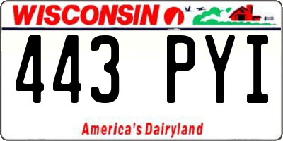 WI license plate 443PYI