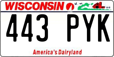 WI license plate 443PYK