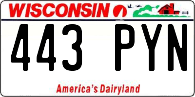 WI license plate 443PYN