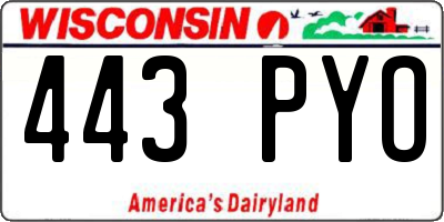 WI license plate 443PYO