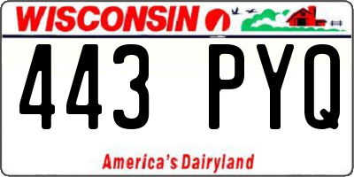 WI license plate 443PYQ