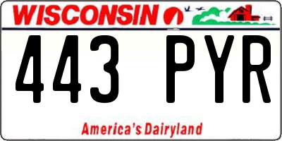 WI license plate 443PYR
