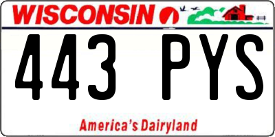 WI license plate 443PYS