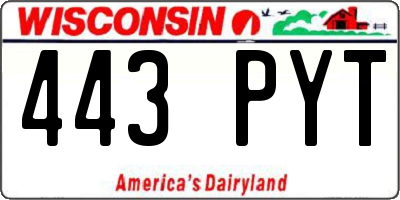 WI license plate 443PYT