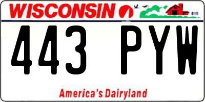 WI license plate 443PYW