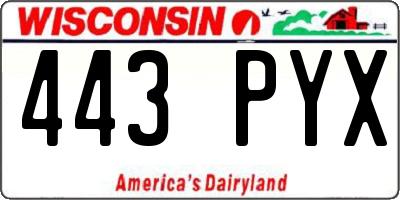 WI license plate 443PYX