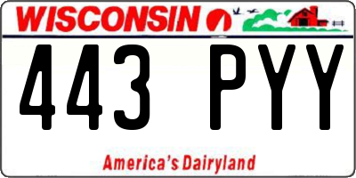 WI license plate 443PYY