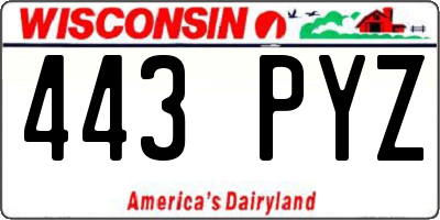 WI license plate 443PYZ