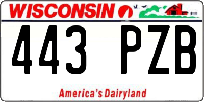 WI license plate 443PZB
