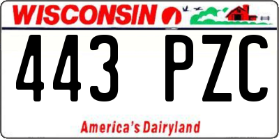WI license plate 443PZC