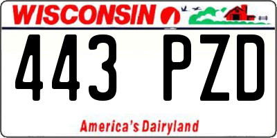 WI license plate 443PZD
