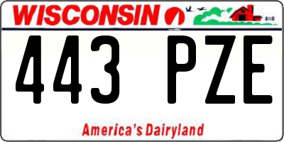 WI license plate 443PZE
