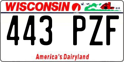 WI license plate 443PZF