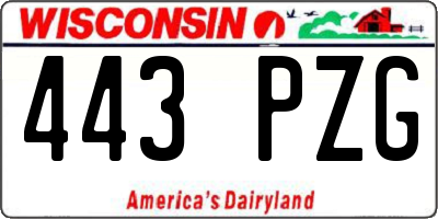 WI license plate 443PZG