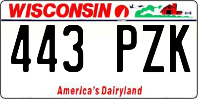 WI license plate 443PZK