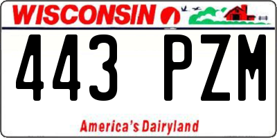 WI license plate 443PZM