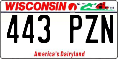 WI license plate 443PZN