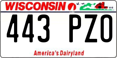 WI license plate 443PZO