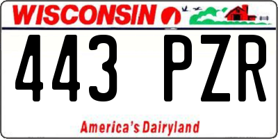 WI license plate 443PZR