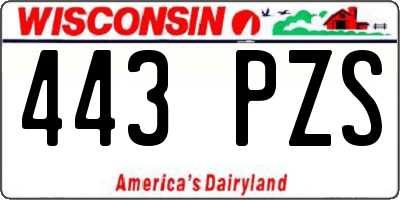 WI license plate 443PZS