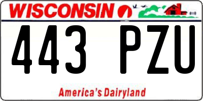 WI license plate 443PZU