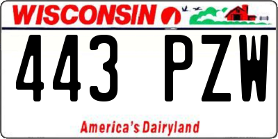 WI license plate 443PZW