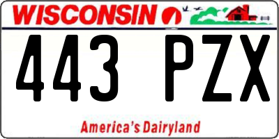 WI license plate 443PZX
