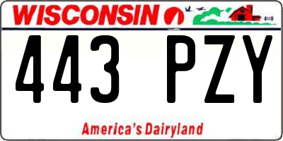 WI license plate 443PZY