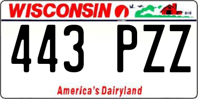 WI license plate 443PZZ