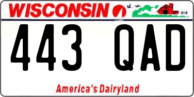 WI license plate 443QAD