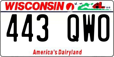 WI license plate 443QWO