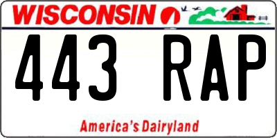 WI license plate 443RAP