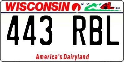 WI license plate 443RBL
