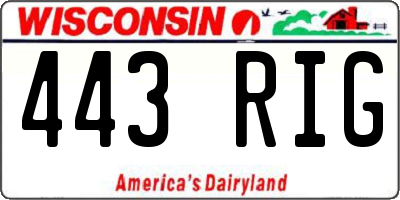 WI license plate 443RIG