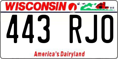 WI license plate 443RJO