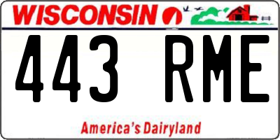 WI license plate 443RME