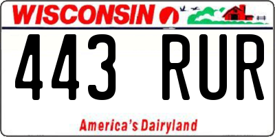 WI license plate 443RUR