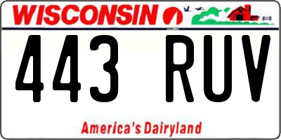 WI license plate 443RUV